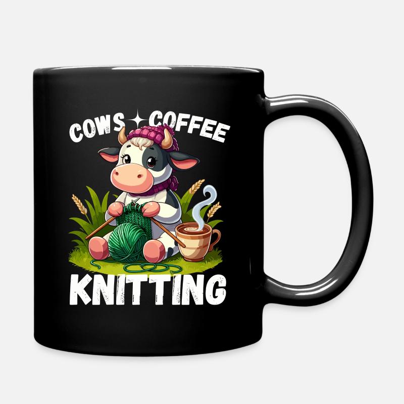 Stricken Kuh Handarbeit Kaffee Wolle Stricknadel - Tasse einfarbig - Schwarz