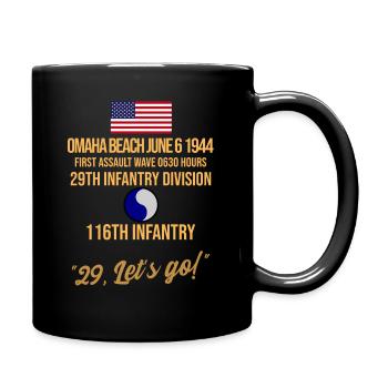Omaha Beach "29, Los geht's!" Bereich - Tasse einfarbig - Schwarz - Rechts