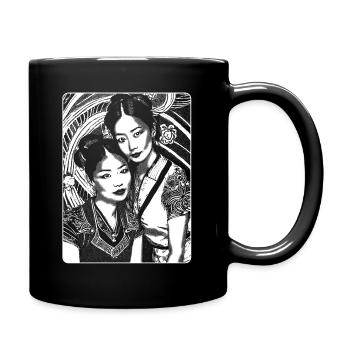 Stolze chinesische Tradition: Frauenporträt-Shirt - Tasse einfarbig - Schwarz - Rechts