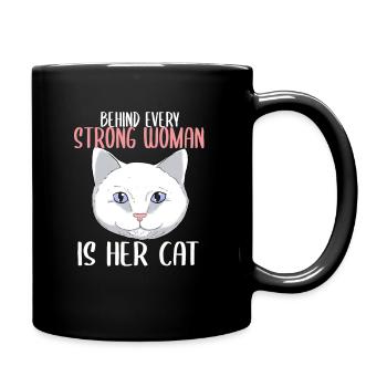 Behind Every Strong Woman Is Her Cat Katzen - Tasse einfarbig - Schwarz - Rechts