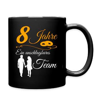8 Jahre Rosenhochzeit 8 Hochzeitstag paar Geschenk - Tasse einfarbig - Schwarz - Rechts