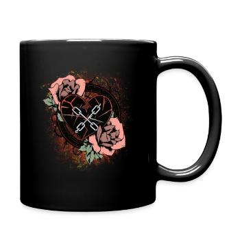 Tatouage coeur brisé avec des épines et des roses - Mug uni - noir - Droite