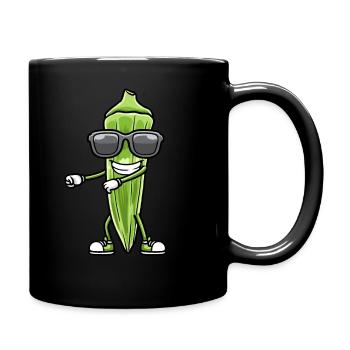 Dancing okra with sunglasses okra - Full Colour Mug - black - Right