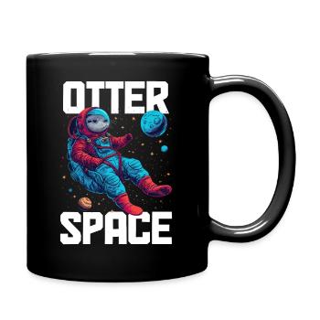 Otter Space Lustig Otter Astronaut - Tasse einfarbig - Schwarz - Rechts
