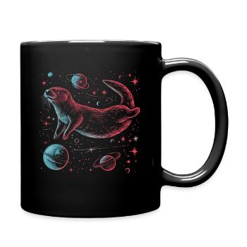 Otter Space Funny Otter Astronaut - Full Colour Mug - black - Right