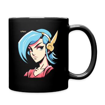 Cool wings and a calm anime girl - Full Colour Mug - black - Right
