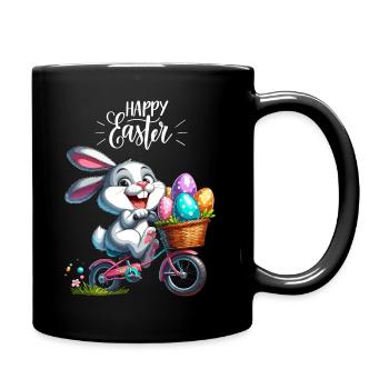 Lapin de Pâques Vélo Oeufs De Pâques Enfants Drôle - Mug uni - noir - Droite