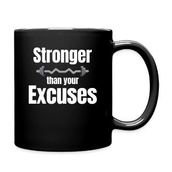 Stärker Als Ihre Ausreden. Fitness-enthusiasten - Tasse einfarbig - Schwarz - Rechts