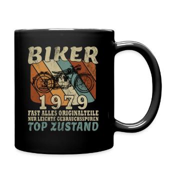1979 Jahrgang Geburtstag Biker Motorrad Geschenk - Tasse einfarbig - Schwarz - Rechts