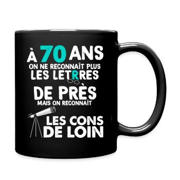 70-jähriges Jubiläum 70 Jahre Männlich Weiblich - Tasse einfarbig - Schwarz - Rechts
