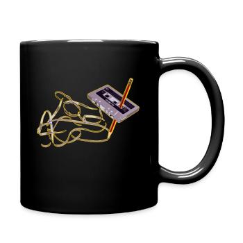 Kassette und 80er 90er Jahre Vintage - Tasse einfarbig - Schwarz - Rechts