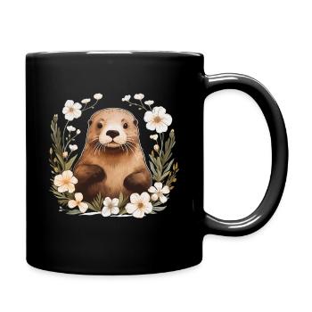 Otter Lustig Geschenk - Tasse einfarbig - Schwarz - Rechts