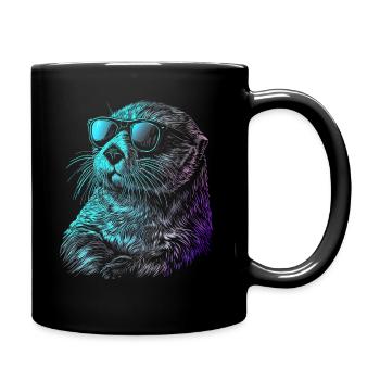 Otter Lustig Geschenk - Tasse einfarbig - Schwarz - Rechts