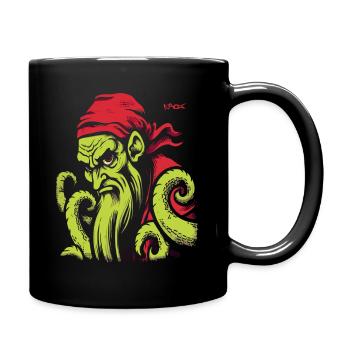 Retro Cartoon Kraken Pirat - Tasse einfarbig - Schwarz - Rechts