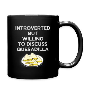 Introverted, but willing to talk about - Full Colour Mug - black - Right