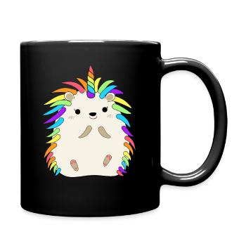 Rainbow Hedgehog Unicorn Funny Pet Animal Lover - Full Colour Mug - black - Right