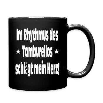 Im Rhythmus des Tamburellos schlägt mein Herz - Tasse einfarbig - Schwarz - Rechts