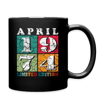 50th Birthday Vintage April 1974 Original 1974 - Full Colour Mug - black - Right