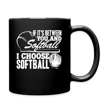 Softball I Choose Softball - Full Colour Mug - black - Right