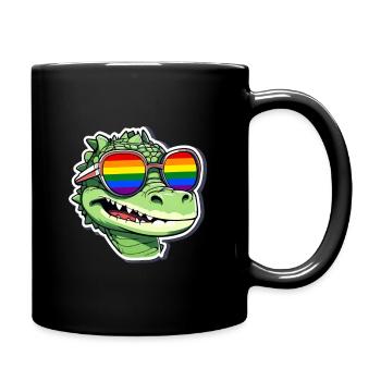 LGBTQ Crocodile LGBT Sunglasses Rainbow Pride - Full Colour Mug - black - Right