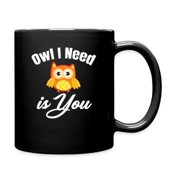 Eule Ich Brauche Dich Wortspiele Halloween-kostüm - Tasse einfarbig - Schwarz - Rechts