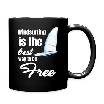 Windsurfen Ist Der Beste Weg, Um Frei Zu Sein. - Tasse einfarbig - Schwarz - Rechts