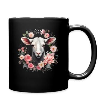 Cadeau floral de chèvre - Mug uni - noir - Droite