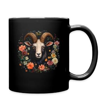 Cadeau floral de chèvre - Mug uni - noir - Droite