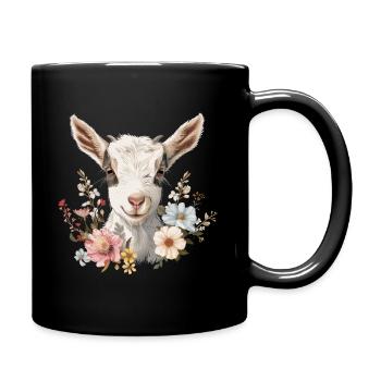 Cadeau floral de chèvre - Mug uni - noir - Droite