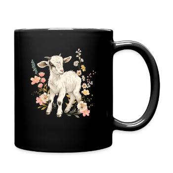 Cadeau floral de chèvre - Mug uni - noir - Droite