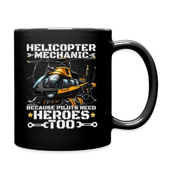 Helicopter Mechanic Heroes Pride - Full Colour Mug - black - Right