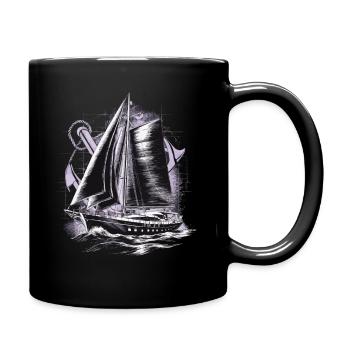 Sailboat with anchor gift - Full Colour Mug - black - Right