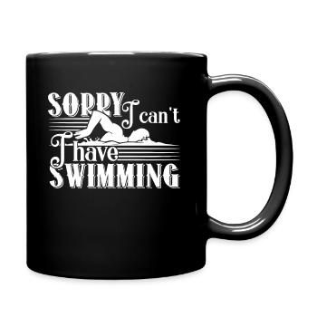 Swimming I Can't I Have Swimming - Full Colour Mug - black - Right