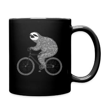 Faultier Fahrrad Lustig Geschenk - Tasse einfarbig - Schwarz - Rechts