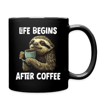 Sloth Coffee Funny Gift - Full Colour Mug - black - Right
