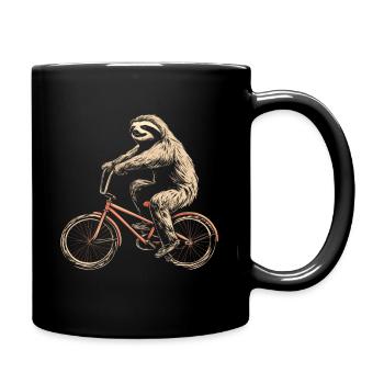 Faultier BMX Fahrrad Lustig Geschenk - Tasse einfarbig - Schwarz - Rechts