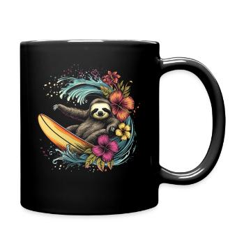 Paresseux surfeur drôle cadeau - Mug uni - noir - Droite