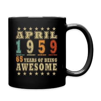 65 years old - 65th birthday - April 1959 - Full Colour Mug - black - Right