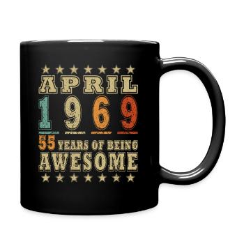 Gift 55th Birthday 1969 April 55 Years - Full Colour Mug - black - Right