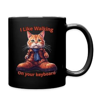 Ich mag es, auf deiner Tastatur zu laufen - Tasse einfarbig - Schwarz - Rechts