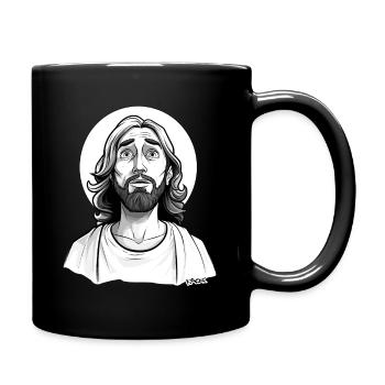 Huch Jesus-ähnlichen Kerl mit Heiligenschein - Tasse einfarbig - Schwarz - Rechts