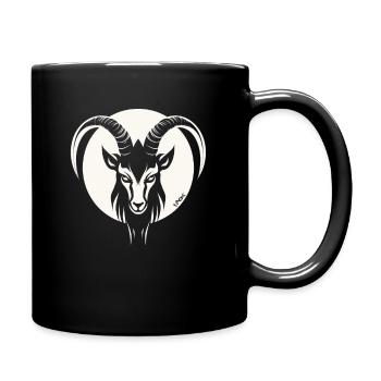 Das Motiv eines Ziegenbock, eine Ziege - Tasse einfarbig - Schwarz - Rechts