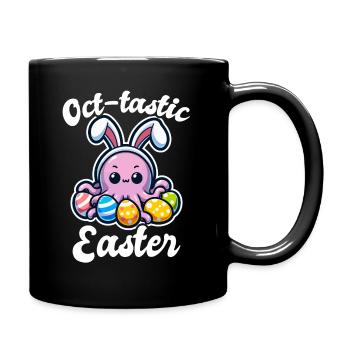 Happy Easter with octopus and colorful eggs - Full Colour Mug - black - Right