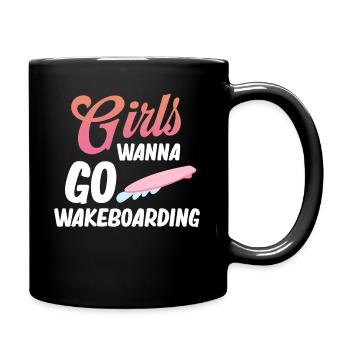 Mädchen Wollen Wakeboarden, Bootfahren, - Tasse einfarbig - Schwarz - Rechts