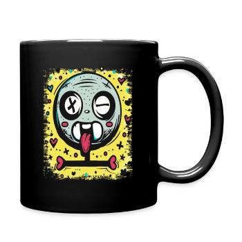 Sketch with hearts, crosses and skull - Full Colour Mug - black - Right