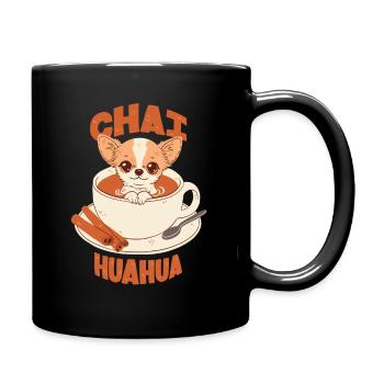 Chihuahua im Chai Latte - Tasse einfarbig - Schwarz - Rechts