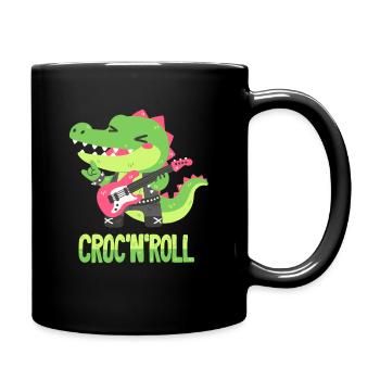 Rocker-Krokodil - Wortwitz - Tasse einfarbig - Schwarz - Rechts