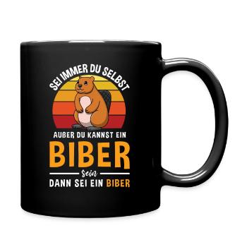 Biberliebhaber Nagetier Retro Biber - Tasse einfarbig - Schwarz - Rechts