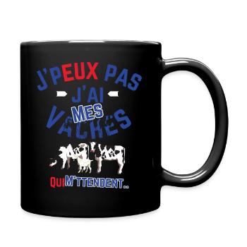 J peux pas j ai mes Vaches qui M attendent - Mug uni - noir - Droite