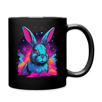 Space Nebula Galaxy Rabbit Lovers Vaporwave - Full Colour Mug - black - Right